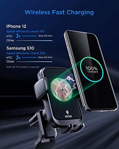 Безжично зарядно за Кола HTC и кола за номер 2 в 1, 15 W, поставка с автоматично скоба, Qi Бързо Зареждане, За отдушник, планина за телефон,