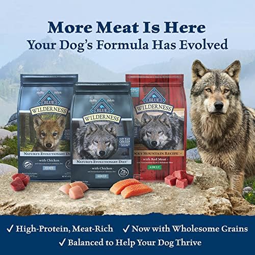 Blue Buffalo дивата природа Rocky Mountain Recipe Натурален Суха Храна за Възрастни Кучета от Големи Породи с високо съдържание