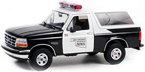 1996 Bronco Police Черно-бял Оклахомский пътен патрул Artisan Collection 1/18 Монолитен под натиска на модел на превозното
