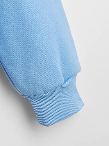 Дамски блузи LKTM Блузи за жени - однотонная hoody с качулка с цип и експозиции с открити рамене (Цвят: бледо синьо, Размер: