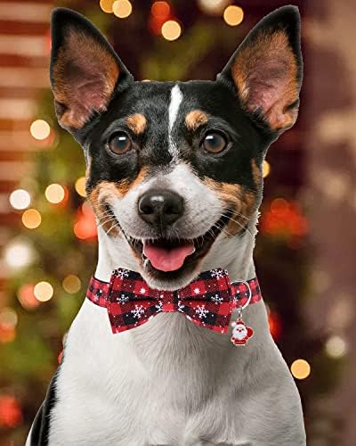 Коледен Нашийник за кучета с Регулируем папийонка, 2 Опаковки Червено-Зелени Греди за домашни любимци за Малки Кучета Средни (M)