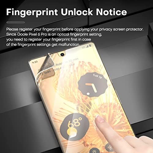 3 Опаковки със Защитно фолио за екран за поверителност Pixel 6 Pro-Филм TPU За защита от пръстови отпечатъци, Защита от надзъртане,