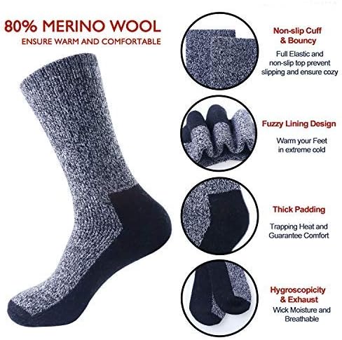 2 Опаковки Мъжки Вълнени Чорапи от Мериносова, Зимни Топли Термоноски за мъже в Студено Време
