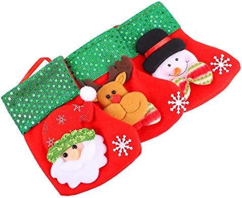Veemoon/ 3 предмет, Коледни Чорапи с шоколадови Бонбони, Коледна Декорация, Детски, Коледни Чорапи, Подарък Чанта за Отглеждане, Коледен