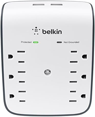 Мрежов филтър Belkin USB с 6 изхода, монтиране на стена - идеален за мобилни устройства, на лична електроника, малки домакински
