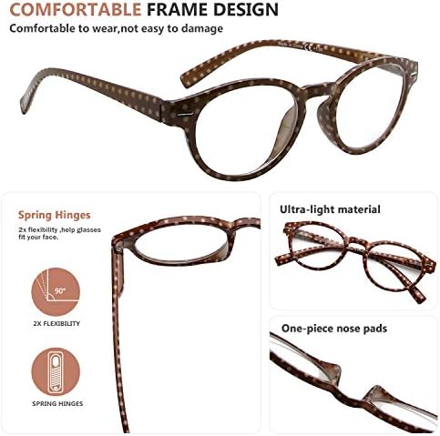 Eyekeppe 4 Опаковки Очила за Четене в Грах с Петна, Овални, Кръгли Ридеры за Жените За Четене + 2.50