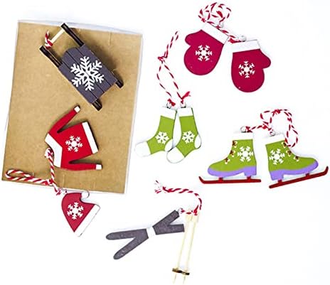 Коледен от Ски за да отговарят CANAFA Окачване Коледна Елха Дървената Рисувана Декоративна Подвесная етикет Коледна Украса Малка Дървена кутия с бирками Коледа и Гир