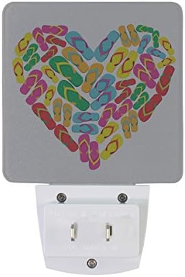 Naanle Комплект от 2 Цветни Флип-флопове във формата на сърце в Бял фон Дизайн за Летни Празници на Автоматичен Сензор LED