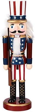 PRETYZOOM Патриотични Фигурки Щелкунчика Дървена Чичо Лешникотрошачката Флаг на САЩ Лешникотрошачката Статуя на Войник на