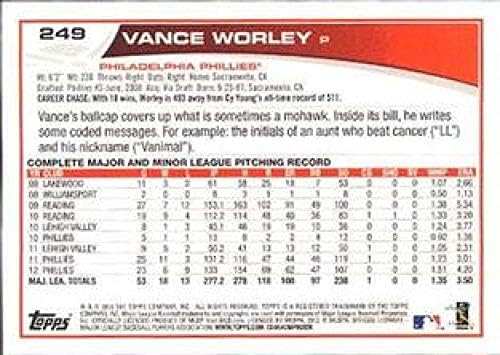 2013 Бейзболна картичка Topps Mini 249 Ванс Уорли Филлиса MLB NM-MT