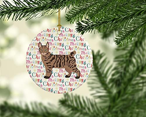 Carolin's Treasures WDK2607CO1 Коледа Керамично Украса за котки Пикси Боб #1, Украси за Коледната Елха, Подвесное Украса за Коледа, Празник, парти, подарък,