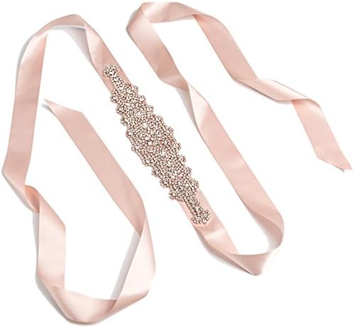 Нашивка-апликация на сватбена рокля с кристали Redowa за сватбен колан-кушака (един размер, розово злато)