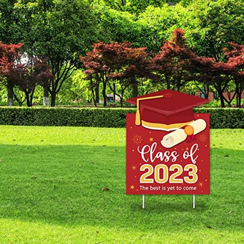 Оформяне знак абитуриентски двор 2023-Външен знак на тревата - Клас знак Абитуриентски двор 2023-Червен