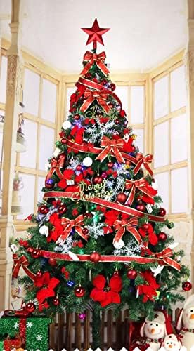 Коледна елха 1.2/1.5/1.8 м дома светлинна една голяма коледна елха украшение бижу набор от 2.4 米大型户外豪华红色圣诞树套餐【室内三米层高可用】