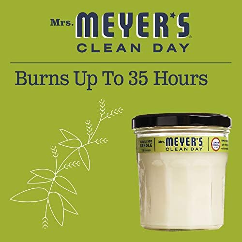 Ароматерапевтическая свещ Mrs. Meyer's Soy, Време на горене 35 часа, Изработени от соев восък и Етерични масла, Лимонена върбинка,