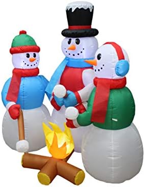 Комплект от две украса за Коледното парти, включва в себе си 4-футовое коледа надувное художественото оформление на двора на Дядо Коледа и 5-футови снежни човеци вис