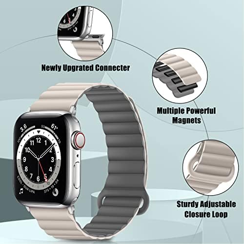 HITZEE е Съвместим с каишка на Apple Watch 49 мм 45 мм 44 мм 42 мм, Двустранни Носимые силиконови въжета с магнитна линия,