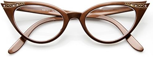 Дамски ретро очила за котешки очи, украсен с кристали, с прозрачни лещи 51 мм