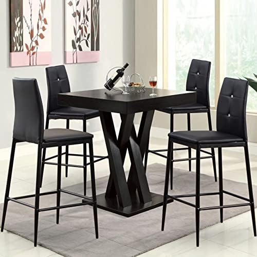 Комплект от 4 Продуктова столове - Модерни Черни Бар столове 26 инча, Бар стол с височина на скарата, изкуствена кожа, Меки