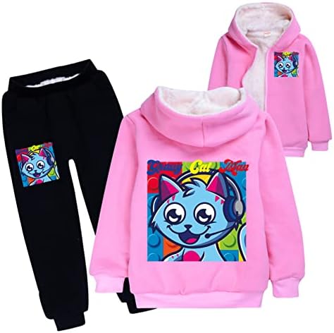 Детски комплекти Зимни Удобни флисовых сака и спортни панталони Himoop, блузи с качулка, Човекът-Котка с цип (6 цвята)