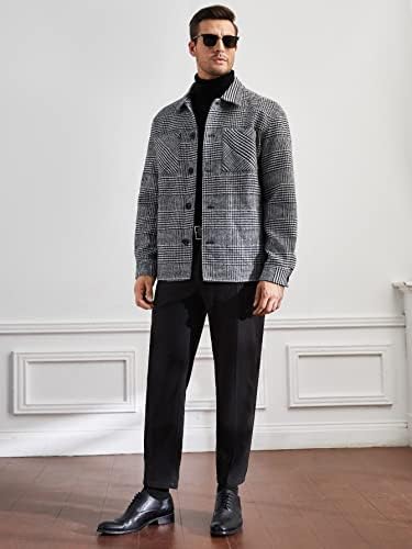 Якета за мъже, Палто с заплатками и джоб в клетката (Цвят: черно-бял, Размер: X-Large)