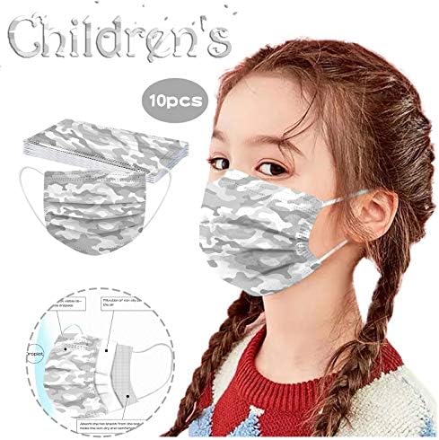 10 БР. Детска Еднократна употреба Маскировочная маска за лице с камуфляжным принтом, 3-слойная Нетканая защита за лице с дизайн за момичета и момчета