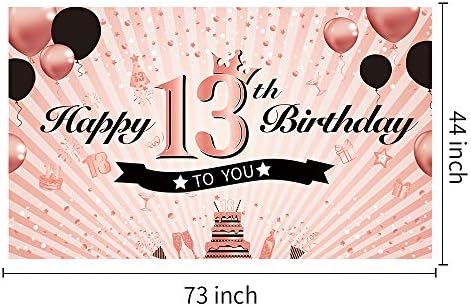 Luxiocio 13th Birthday Party Украса за банери за момичета, Аксесоари за фона на 13-ти Рожден Ден, Розово Злато, 13-Годишният
