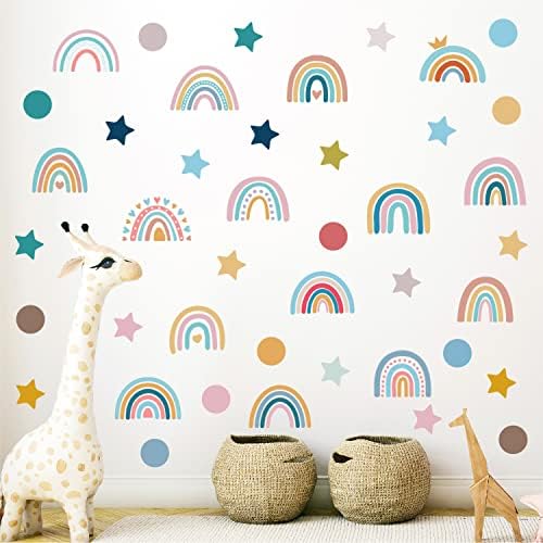 Преливащи се цветове Стикери за стена, Бохо Звезди с Преливащи се цветове Стикери за Стена за Детска стая Детска Стая Хол Спалня Декорация
