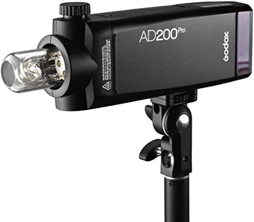 Godox AD200 Pro AD200Pro 500 огнища на пълна мощност, повторно използване на 0,01-1,8 с помощта на скоба Godox S2 за Speedlite S-тип с софтбоксом 24 x 24 60 см x 60 см за фотоапарат Canon, Sony, Nikon, Fuji Fujifi