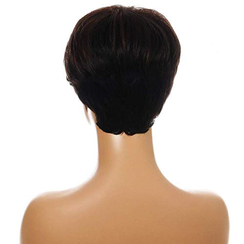 S, модни къса коса с микро-swirls за жени, 23 см (черно и кафяво) ZJ666