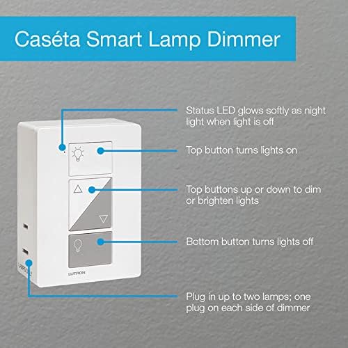 Lutron Caséta Безжичен Интелигентен Лампа с Димер, Луксозен Комплект с Щанд за дистанционни Pico | Работи с Alexa, Google Assistant,