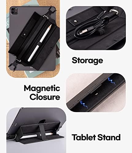 Goospery ［Притежателя + поставка］ Притежателя на Apple Pencil Case 1-во и 2-ро поколение с магнитна закопчалка, ръкав от еластична лента, Кожен калъф, Съвместим с iPad Pro 12,9 Air 11 инч