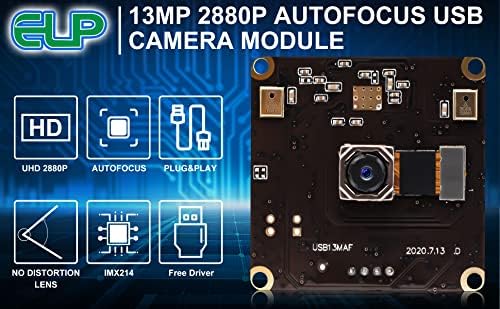 ELP 13mp Автофокус USB Модул Камера с микрофон 75 градуса, Без Изкривяване на Обектива Мини UVC USB2.0 Видео Аудио Такса Уеб камера IMX214 Безплатен драйвер Lightburn Камера за компю?