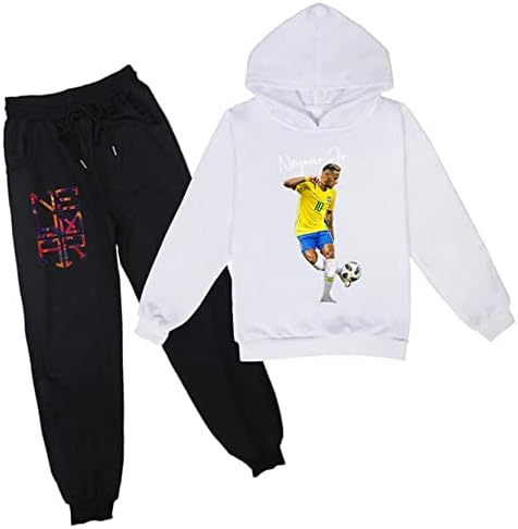 Jingo936 Детски Пуловер за Момчета и Момичета, Блузи с качулка Neymar JR, Блузи с дълги ръкави и Панталони за Джогинг, Спортен
