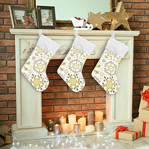 Коледни Чорапи PIMILAGU Коледа Snowflake 1 Опаковка 17,7 инча, Окачени Чорапи за Коледна украса