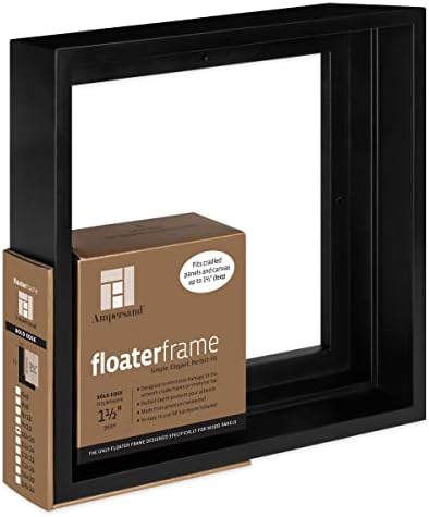 Готова рамка Ampersand Floaterframe за Плоски дървени панели с дълбочина 1 1/2 инча и холстов, картини, эстампов и много Други, 10 x10, черен Удебелен