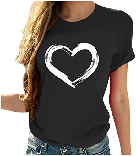 Frostluinai / Дамски Ежедневни Блузи С Къс ръкав и кръгло деколте във формата на Сърце, Блуза, Тениска