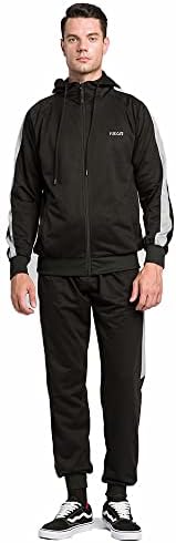 Комплекти спортни костюми RPOVIG за бягане: Мъжки спортен костюм с качулка с цип, Всекидневни спортни панталони, топло яке,