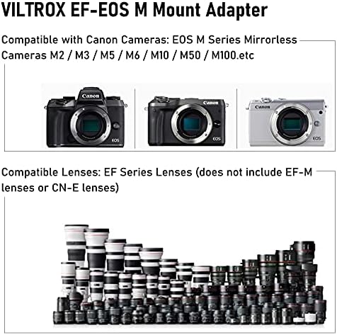 Адаптер за автоматично фокусиране за закрепване на обектива VILTROX EF-EOS M, съвместим с обектив Canon EF/EF-S до тялото беззеркальной фотоапарат Canon EOS M (определяне на EF-M) EOS M100