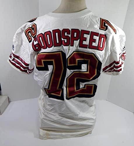 2000 San Francisco 49ers Goodspeed #72 Използвана за игри Бяла Риза 52 DP34415 - Използвани за игра в НФЛ тениски без подпис