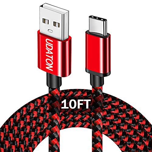Кабел за зарядно устройство, USB Type C, Кабел за бързо зареждане Udaton (10 фута) 3A от USB-А до USB-C, Дълъг кабел за