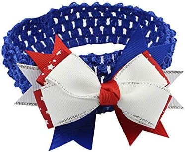 МАСКАРАД на 4 юли Лента за коса, Панделки Превръзка на главата си Ден на американското детски ключалки с лъкове Червени, сини и бели