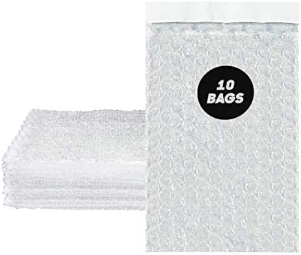 Самоуплотняющиеся Прозрачни Пузырьковые пакети на подушечках, 10 броя (6 x 11,5), Подходящи за съхранение, Предпазни