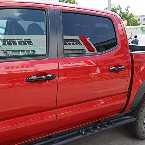 LLKUANG Автомобили Външна Врата копчето Декоративна Хастар, Подходящи за Toyota Tacoma 2015-2022 ABS Врата копчето Защитна Подплата Външни Аксесоари (ярко-черен, капак, дръжка)