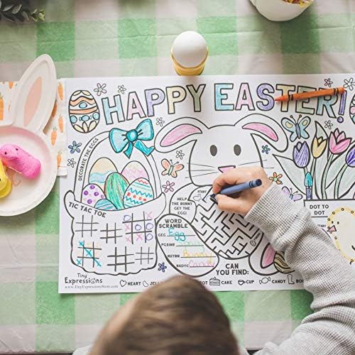 Tiny Expressions – Детски Великденски салфетки (опаковка от 12 великденски салфетки) | Подложки за colorization зайци в детската