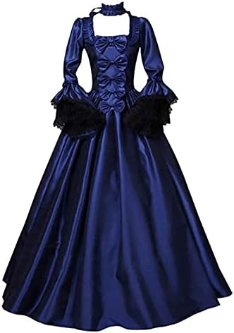 Облечи за Хелоуин Женски винтажное рокля-наметало на вещица с качулка и ръкави-тръба Средновековна сватбена рокля Рокля