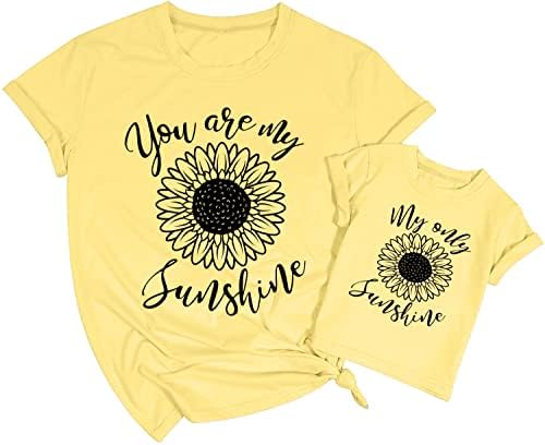 Тениска за мама и Мини с Подсолнухом, Еднакви Тениски за мама и мен, Блузи, ваучери за Подарък Ризи за майки и Дъщери, Лятна тениска с Естествена Светлина
