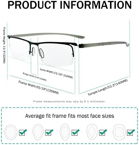 Eyekepper ще Спести 10% на 5 опаковки пури в ограничени бройки очила за четене за мъже и 3 опаковки ридеров в полукръгла рамки в черен цвят