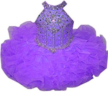 HSDJ/ Елегантни рокли за кифли с кръгло деколте и нос под формата на принцеса с кристали за малки момичета