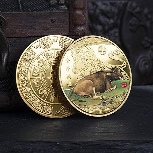 Точно копие на Възпоменателни монети 2021 година е Година на Бика Айде Позлатен Паметник Стая Китайски Подарък За Нова Година Домашна